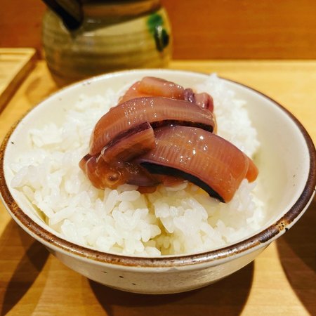 天ぷら まきの 梅田店 ご飯、塩辛おかわり自由